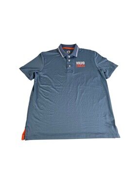 Volvo Men's Polo Shirt Sz M Blue Solid Official Performance Volvo Trucks Stretch